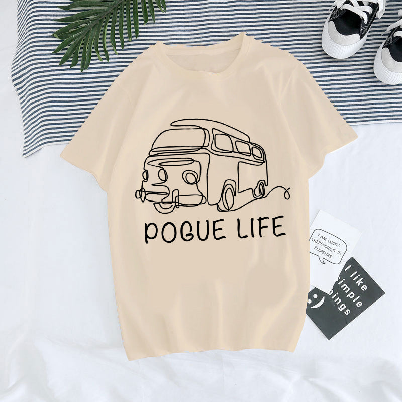 European And American Digital Round Neck Printed Summer T-shirt