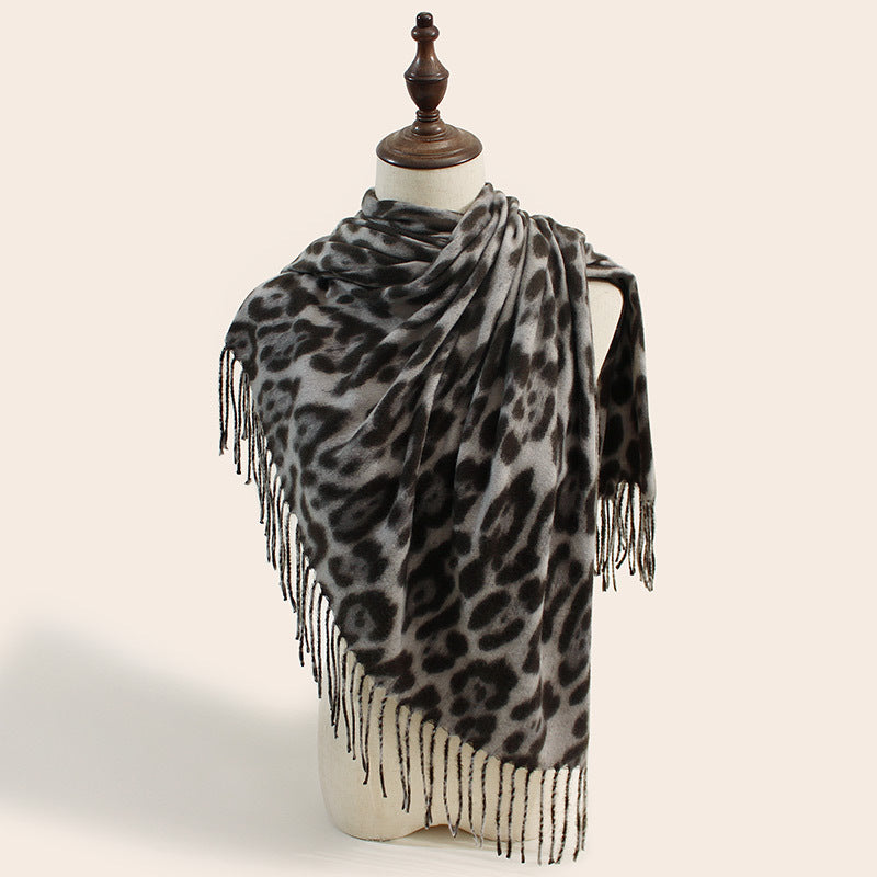 Leopard Print Scarf Women's All-matching Comfortable Cashmere-like Shawl