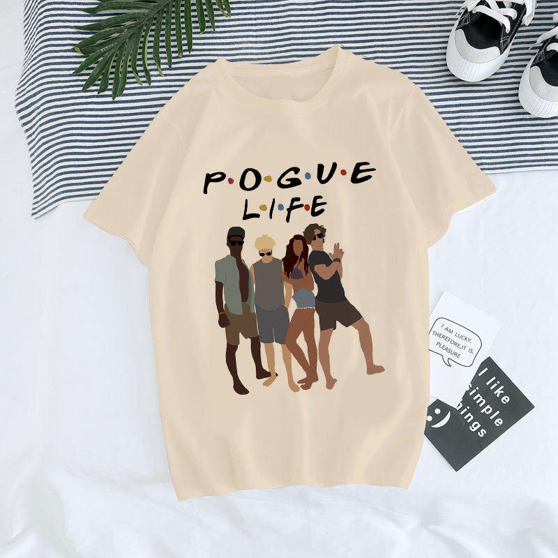 European And American Digital Round Neck Printed Summer T-shirt