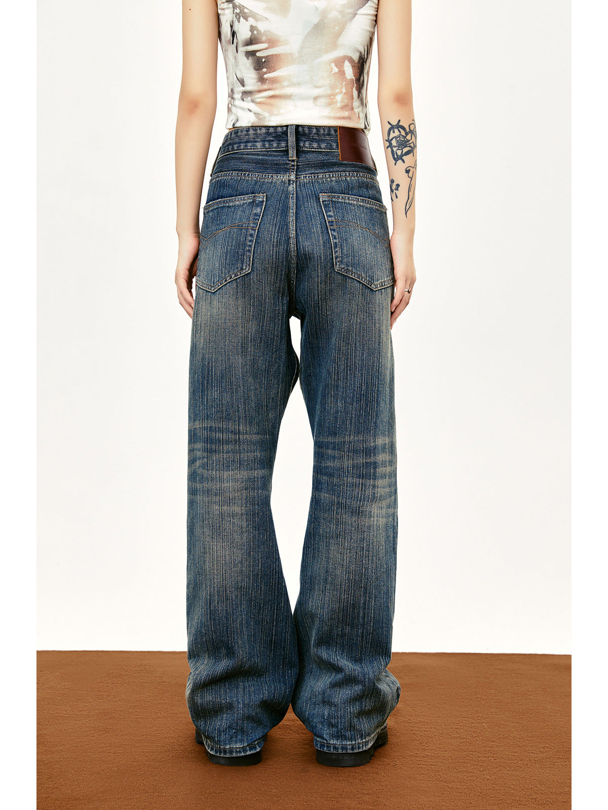 Washed Old Bamboo Joint Casual Denim Trousers