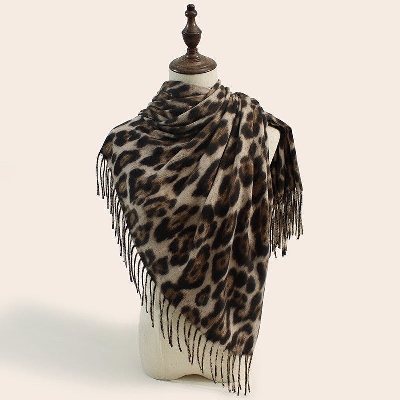 Leopard Print Scarf Women's All-matching Comfortable Cashmere-like Shawl