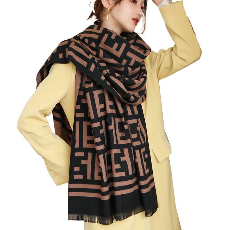 ET Letter Double-sided Thermal Thick Scarf